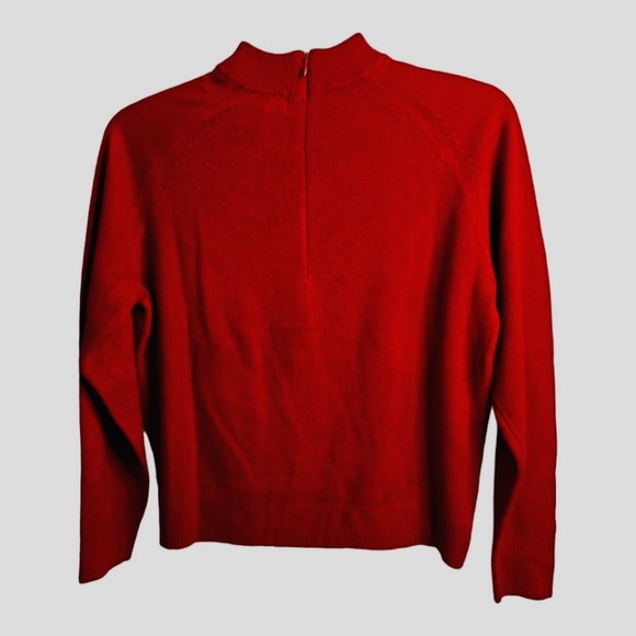 NWOT Karen Scott Mock Neck Dark Red Acrylic Sweater with Zip Back Closure; P/S - Picture 3 of 6